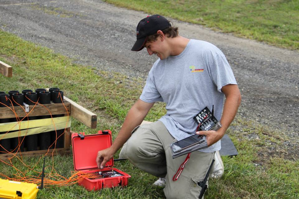 The crew of a New Jersey fireworks company sets up for a PA wedding fireworks show.